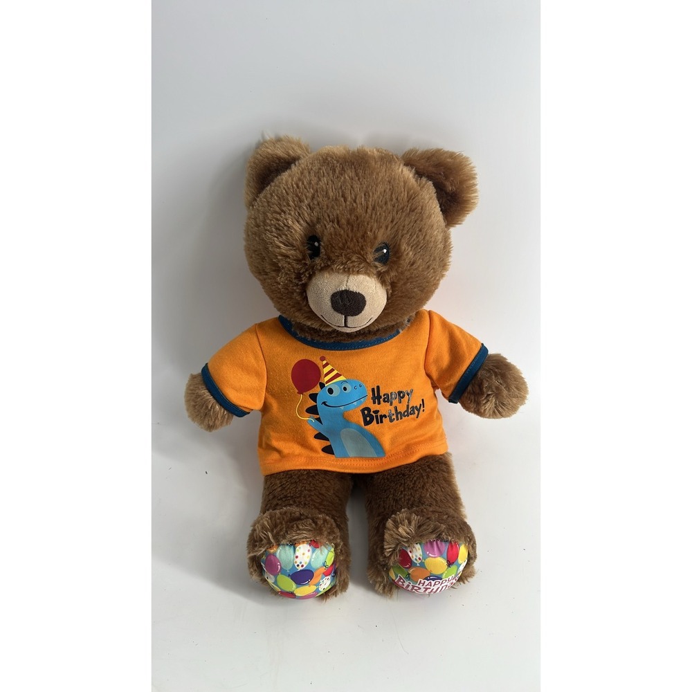 Build A Bear Birthday Brown Teddy 15" Plush Dino Shirt‎